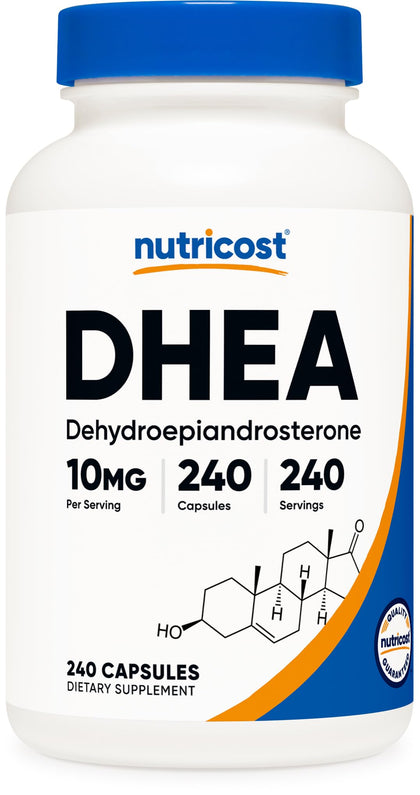 Flacon de Nutricost DHEA 10mg avec 240 capsules