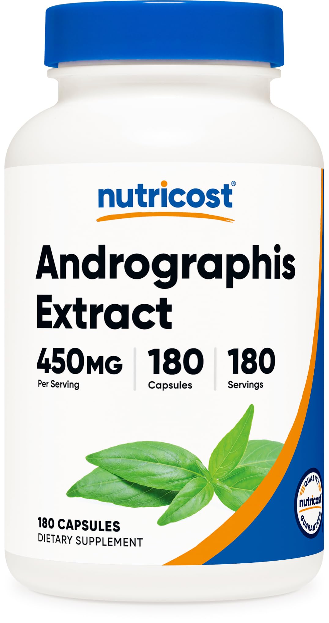 Flacon de Nutricost Extrait d'Andrographis 450mg avec 180 gélules végétariennes
