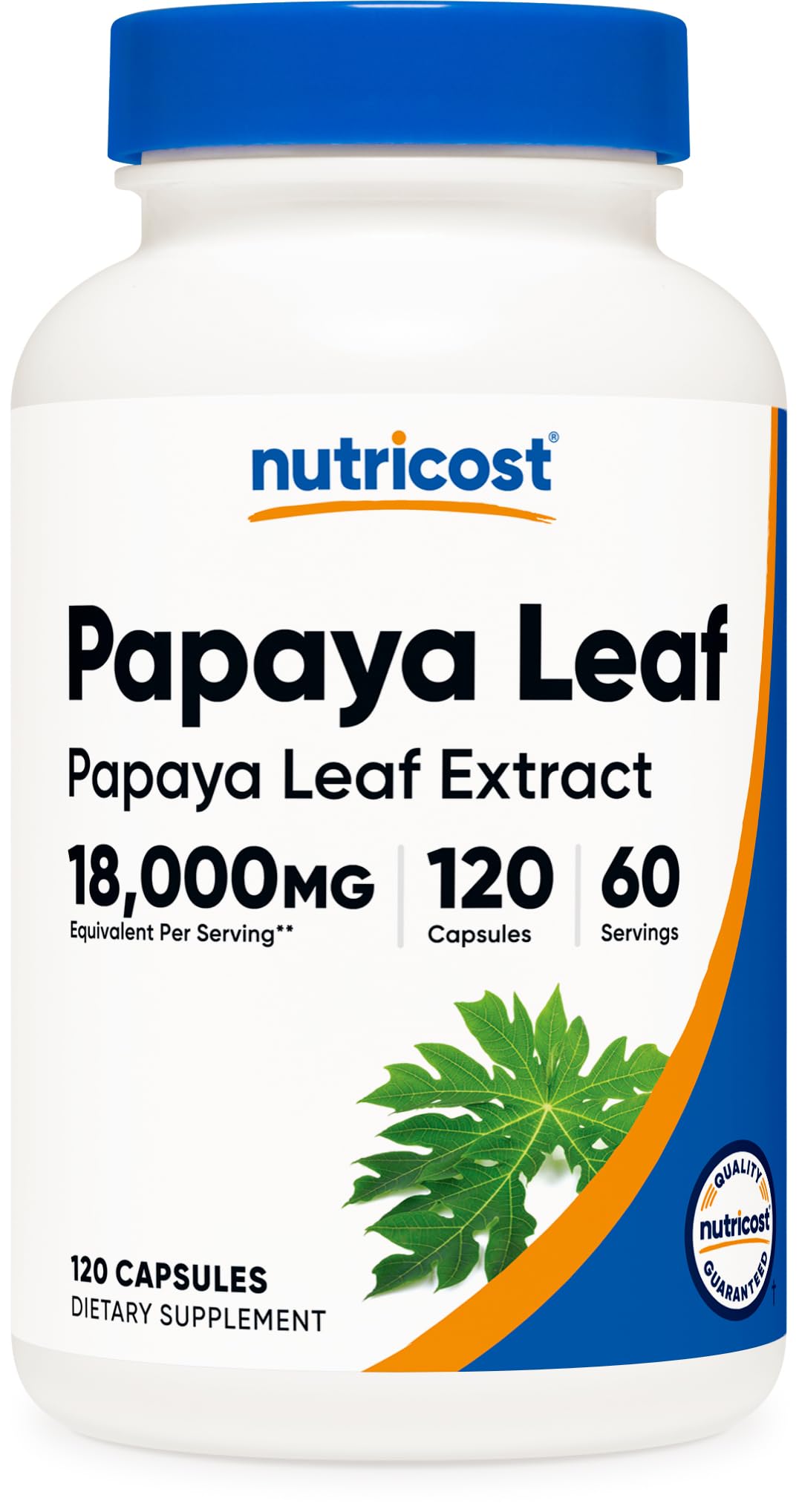 Flacon de Nutricost Extrait de Feuille de Papaye 120 Capsules