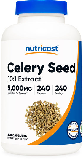 Flacon de Nutricost Extrait de Graines de Céleri 240 Capsules, vue avant
