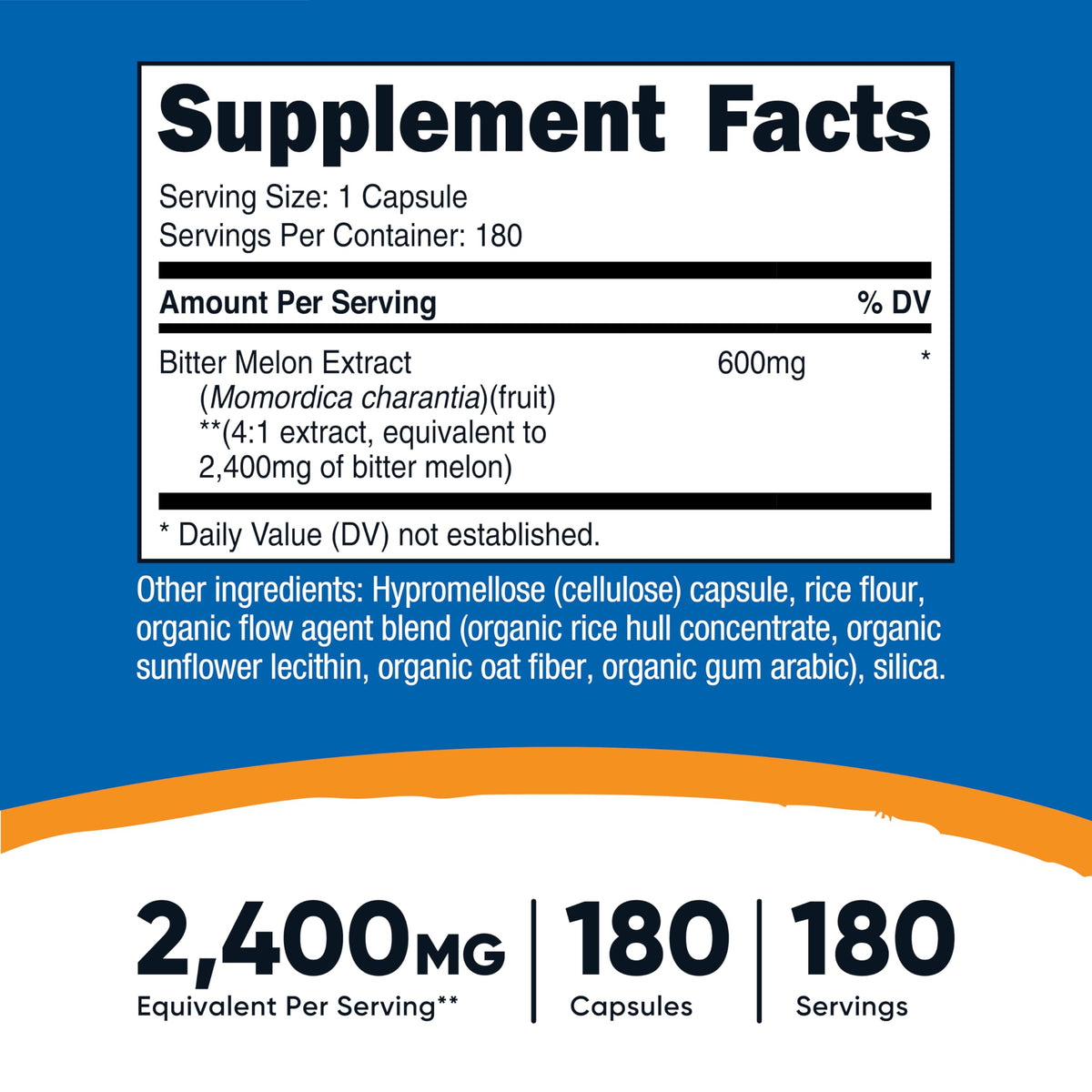 Flacon de Nutricost Extrait de Melon Amer avec étiquette