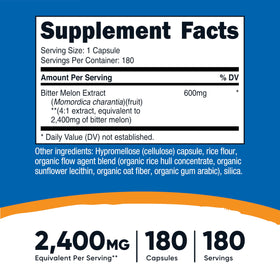 Flacon de Nutricost Extrait de Melon Amer avec étiquette