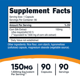 Flacon de Nutricost Extrait de Soie de Maïs avec étiquette visible