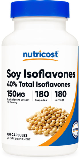 Flacon de Nutricost Isoflavones de Soja 150mg avec 180 capsules végétales