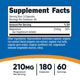 Flacon de Nutricost Lactate de Magnésium avec 60 servings affichés