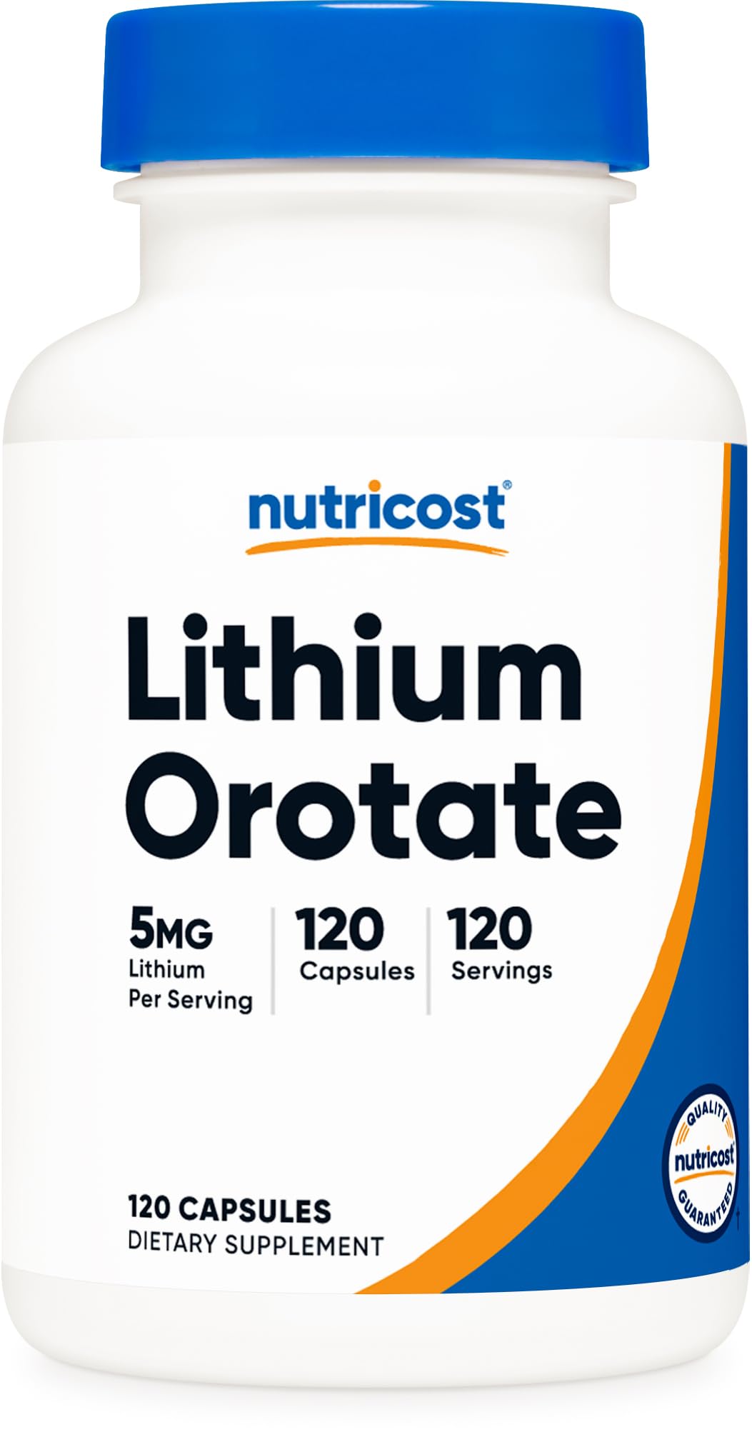 Flacon de Nutricost Lithium Orotate 5mg 120 capsules végétariennes