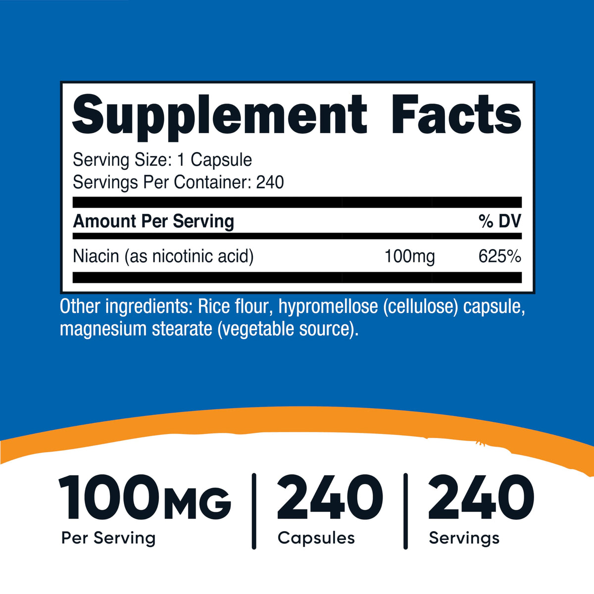 Flacon de Nutricost Niacine 100mg avec capsules