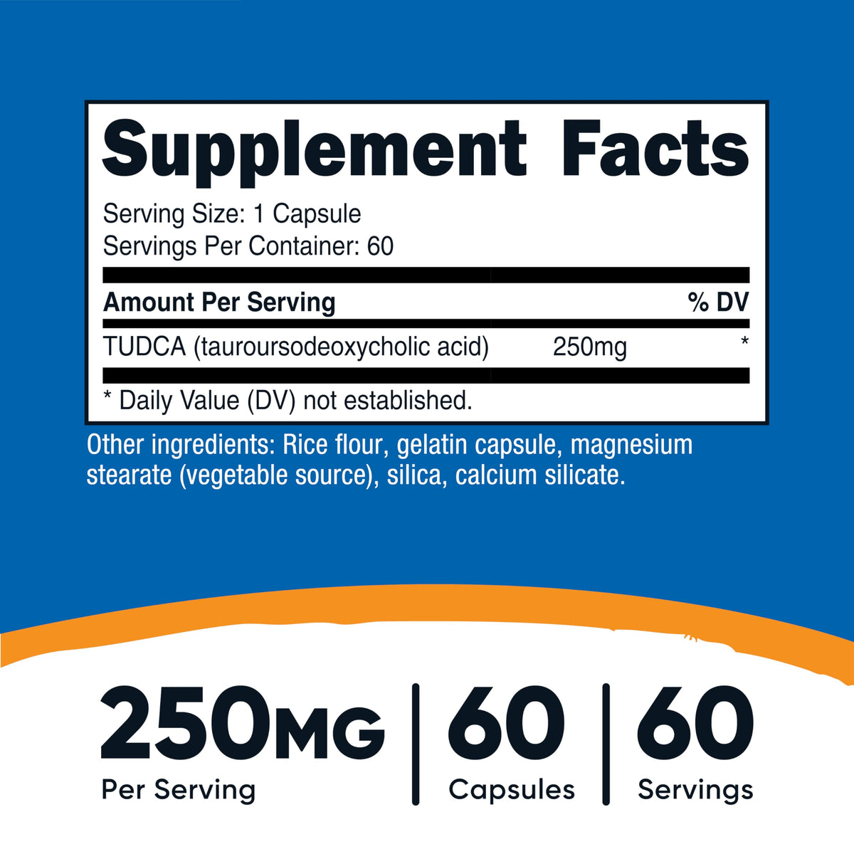 Flacon de Nutricost Tudca 250mg avec étiquette