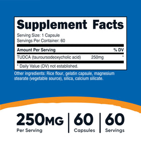 Flacon de Nutricost Tudca 250mg avec étiquette