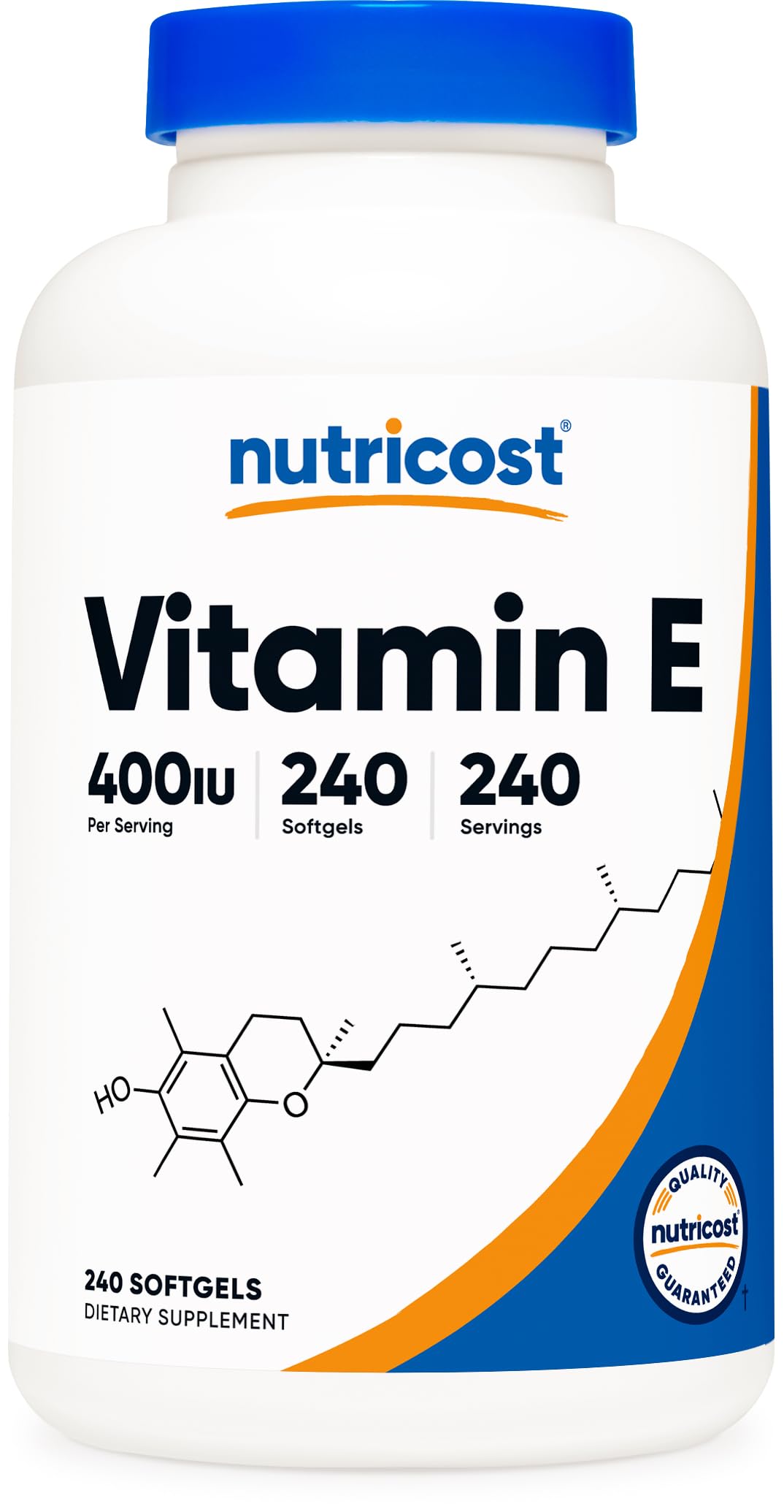 Flacon de Nutricost Vitamine E 400 IU avec 240 capsules molles