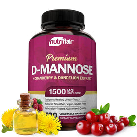 Flacon de NutriFlair D-Mannose 120 Capsules 1500mg vue avant