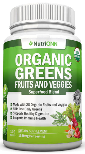 Flacon de NutriONN Capsules Super Greens Bio 120 comprimés
