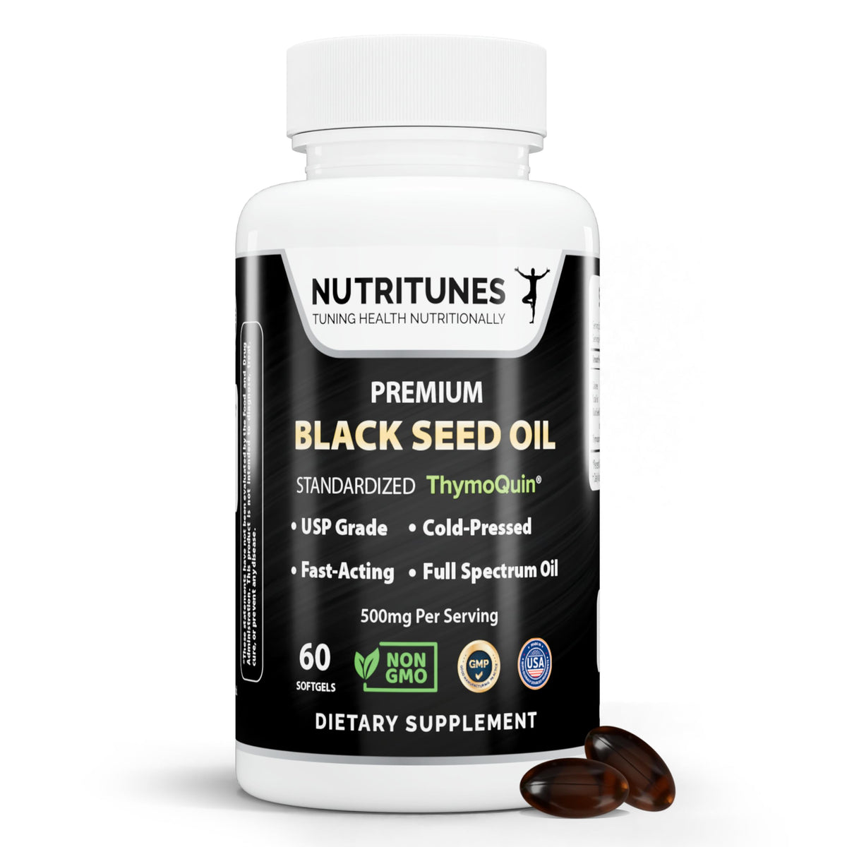 Flacon de Nutritunes Huile de Graines Noires ThymoQuin 60 gélules