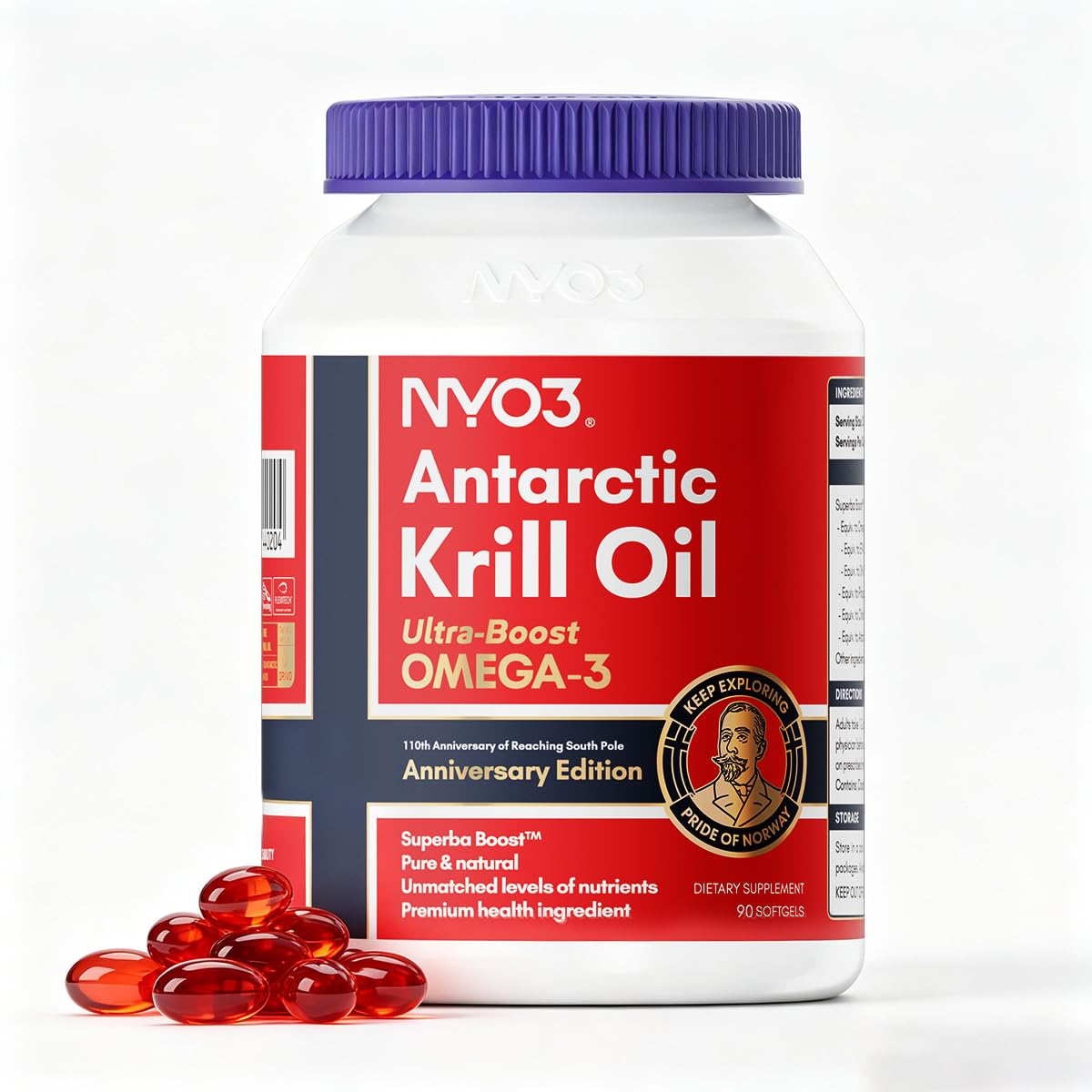 Flacon de NYO3 Huile de Krill Antarctique Pure avec 90 gélules