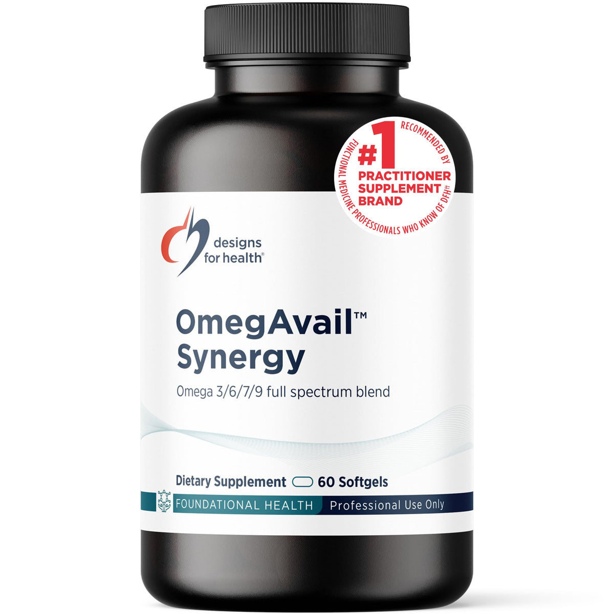 Flacon de OmegAvail Synergy de Designs for Health avec 60 capsules