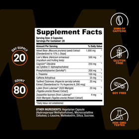 Flacon de ONNIT Alpha BRAIN Black Label sur un bureau