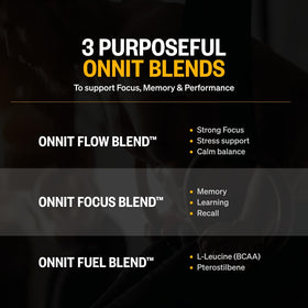 Flacon de ONNIT Alpha Brain ouvert avec capsules visibles