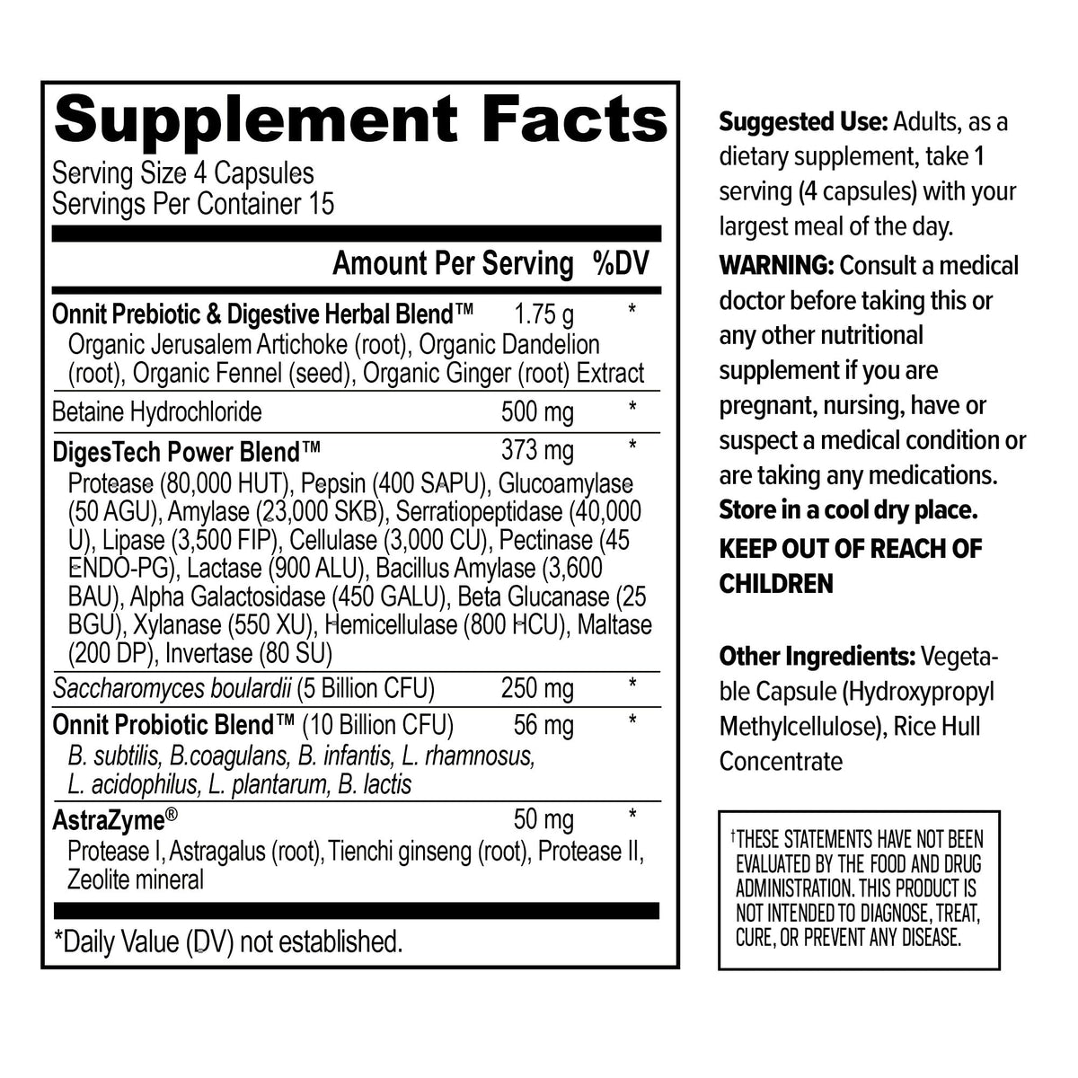 Flacon de ONNIT Total a daily routine ouvert montrant les capsules