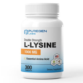 Flacon de P Puregen Labs L-Lysine 1000 MG avec 300 tablettes