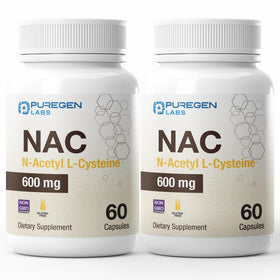Flacon de P Puregen Labs N-Acetyl-L-Cystéine 600mg avec 120 capsules végétariennes
