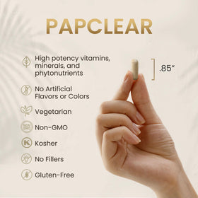 Flacon de PAPCLEAR HPD Rx ouvert avec capsules visibles