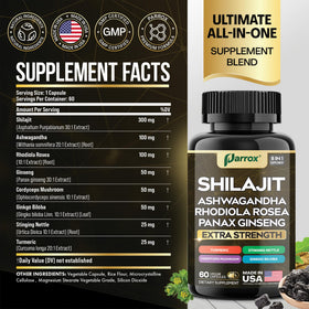 Flacon de Parrox Shilajit 8-en-1 avec capsules