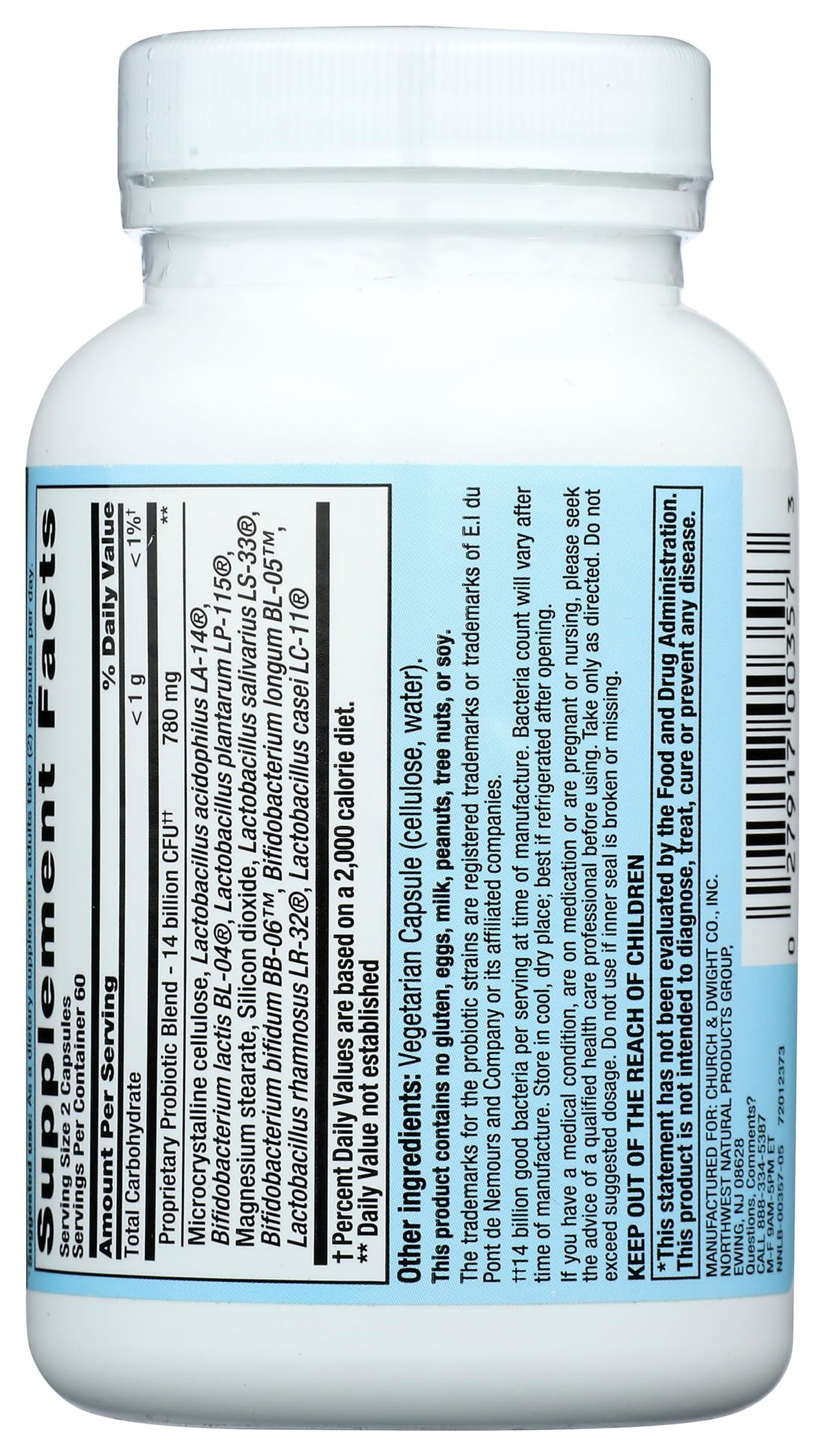 Flacon de PB8 sans BPA avec capsules probiotique