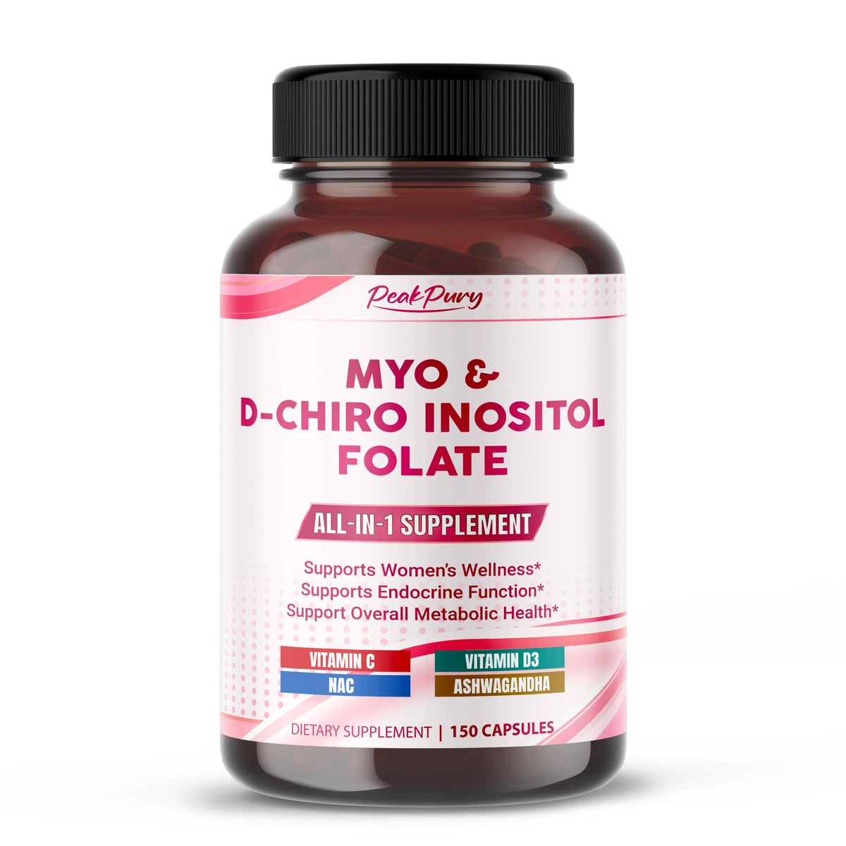 Flacon de PEAKPURY Complément Alimentaire Inositol 150 capsules