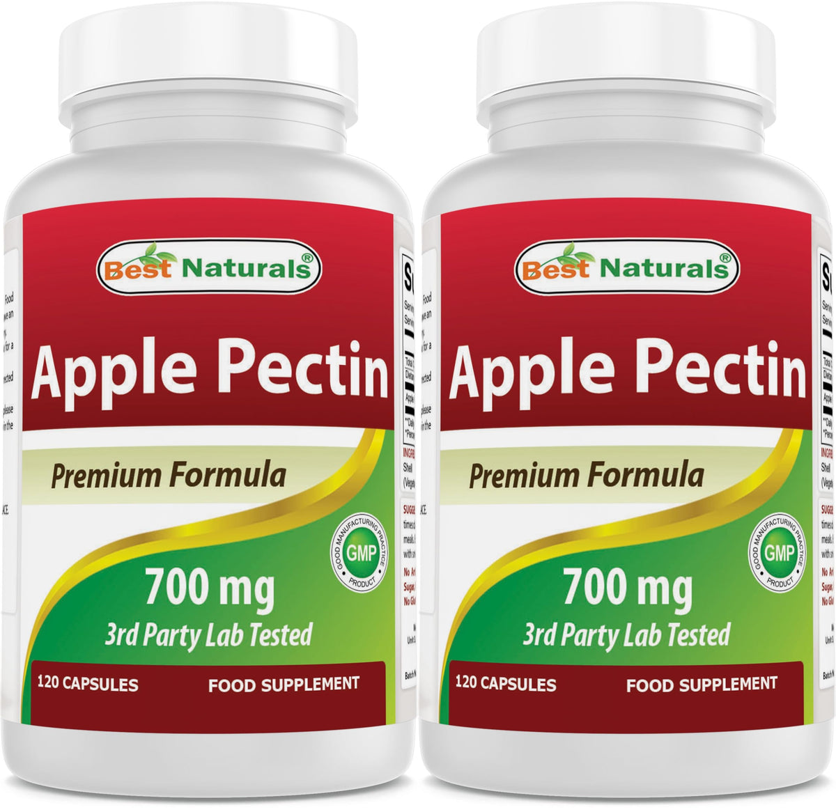 Flacon de pectine de pomme Best Naturals 700 mg, 120 capsules avant