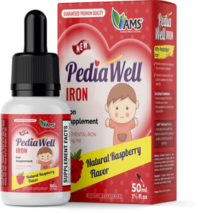 Flacon de PediaWell Fer 50 mL avec étiquette visible