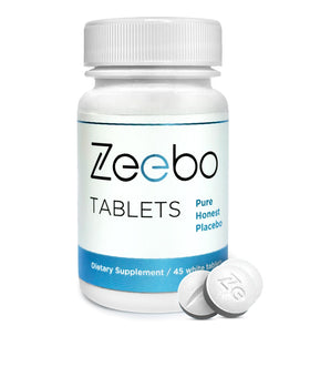 Flacon de pilules placebo Zeebo avec capsules blanches