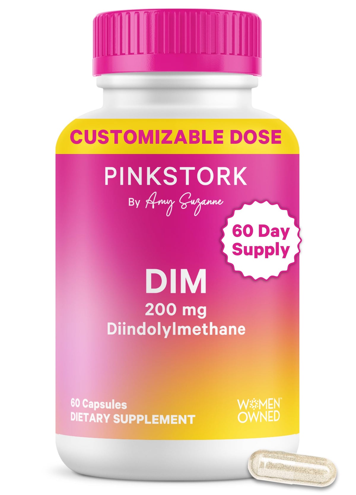 Flacon de Pink Stork Complément Alimentaire DIM 60 Capsules
