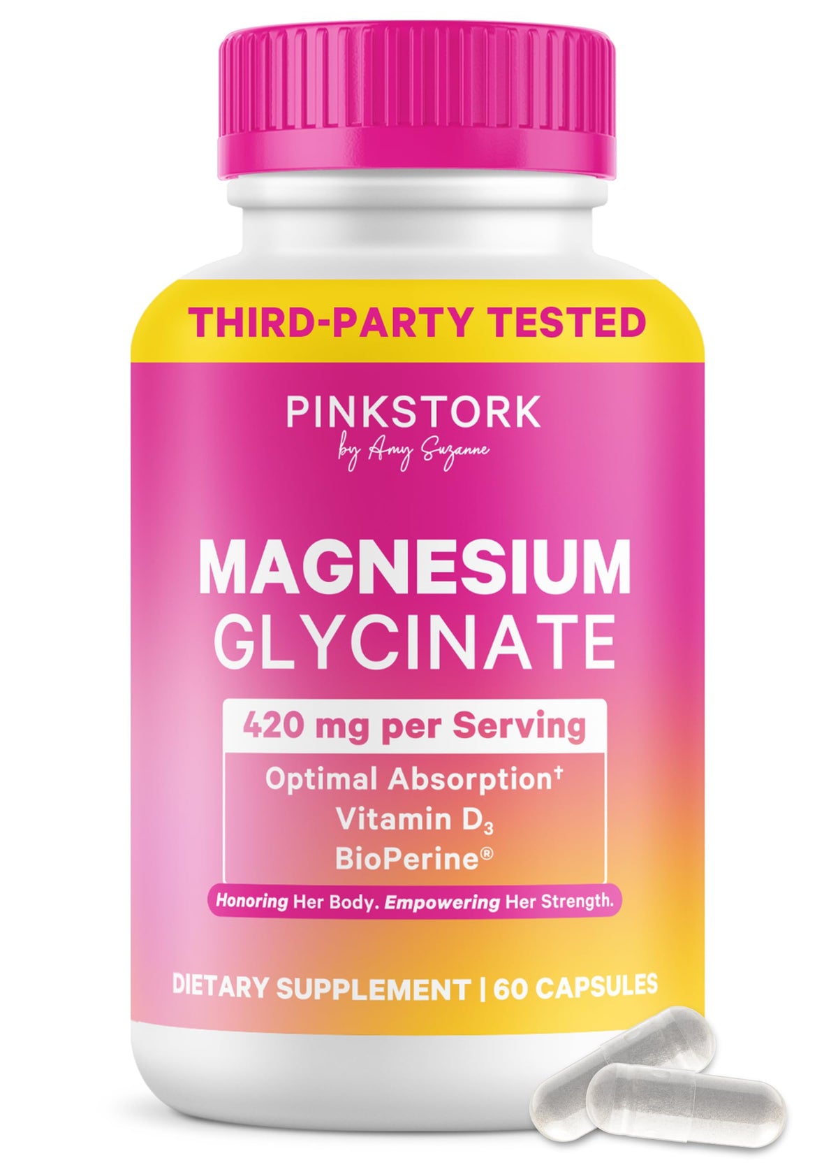 Flacon de Pink Stork Magnésium Glycinate 60 capsules