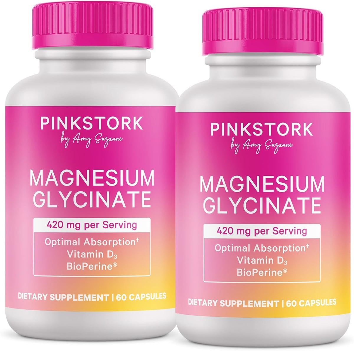 Flacon de Pink Stork Magnésium Glycinate 60 gélules vue de face