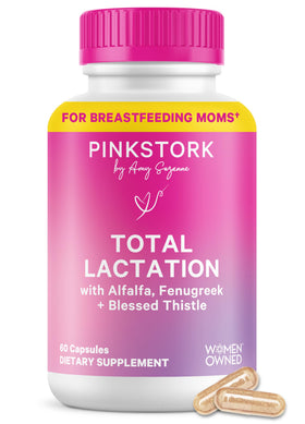 Flacon de Pink Stork Total Lactation 60 capsules vue de face.