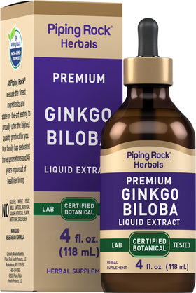 Flacon de Piping Rock Ginkgo Biloba 4 fl oz vue de face