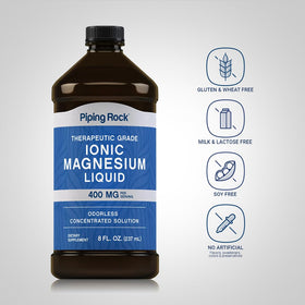 Flacon de Piping Rock Magnésium Liquide Ionique 8 oz, vue de côté