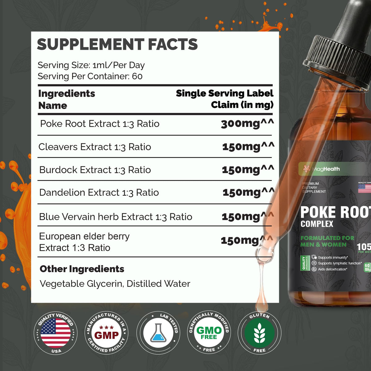 Flacon de Poke Root Complex avec goutte à goutte