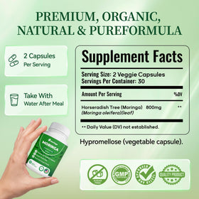 Flacon de Polvaritho Moringa Bio 800mg avec étiquette visible