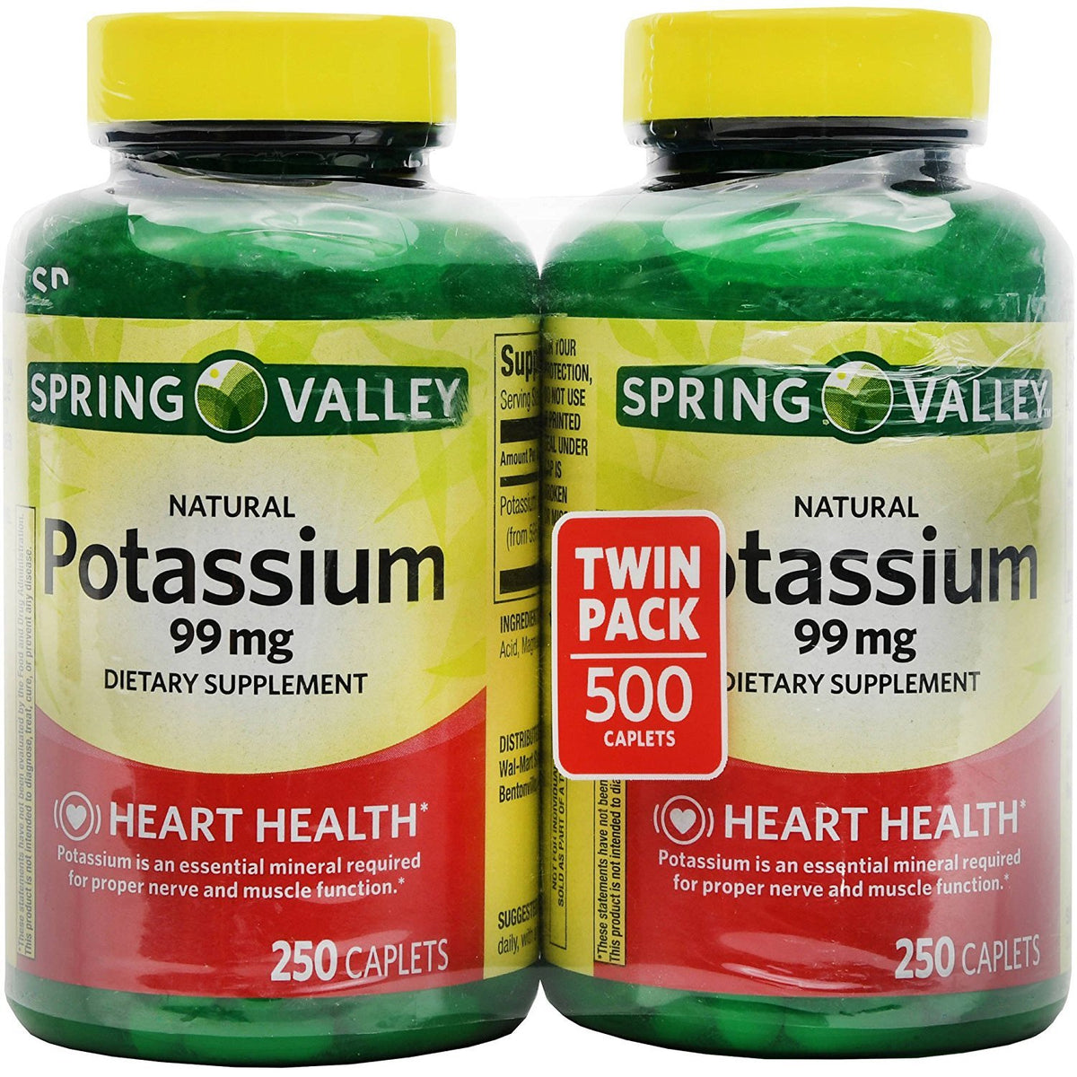 Flacon de Potassium 99 mg Spring Valley avec 250 comprimés