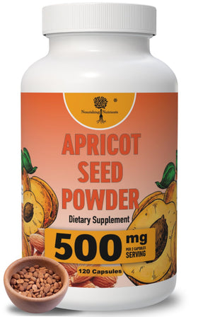 Flacon de poudre de noyaux d'abricot biologique 500mg avec 120 capsules
