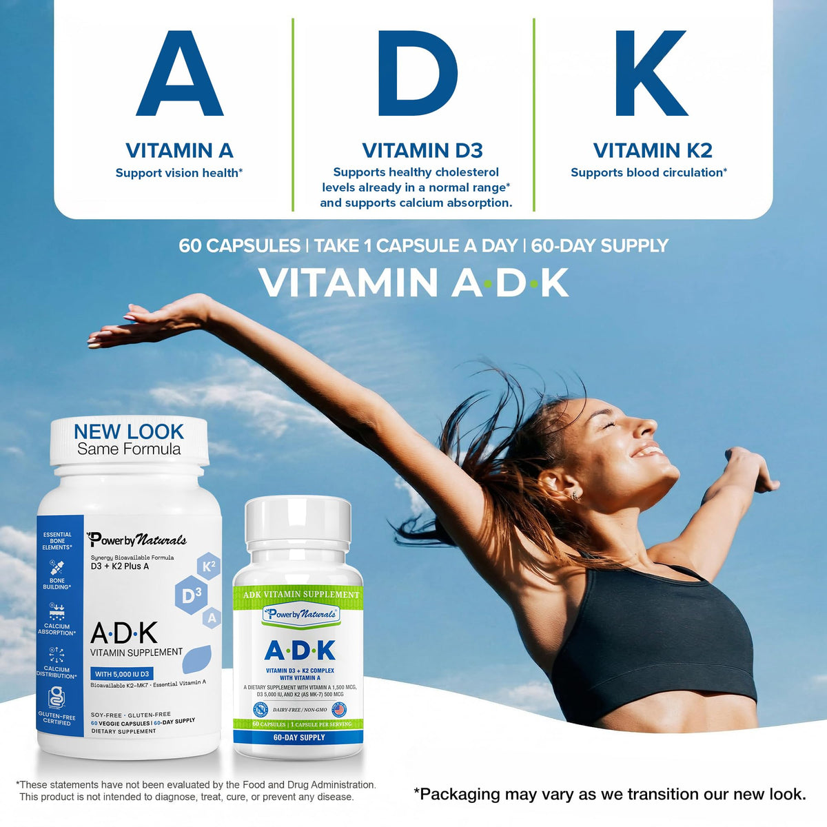 Flacon de Power By Naturals ADK avec capsules à l'intérieur