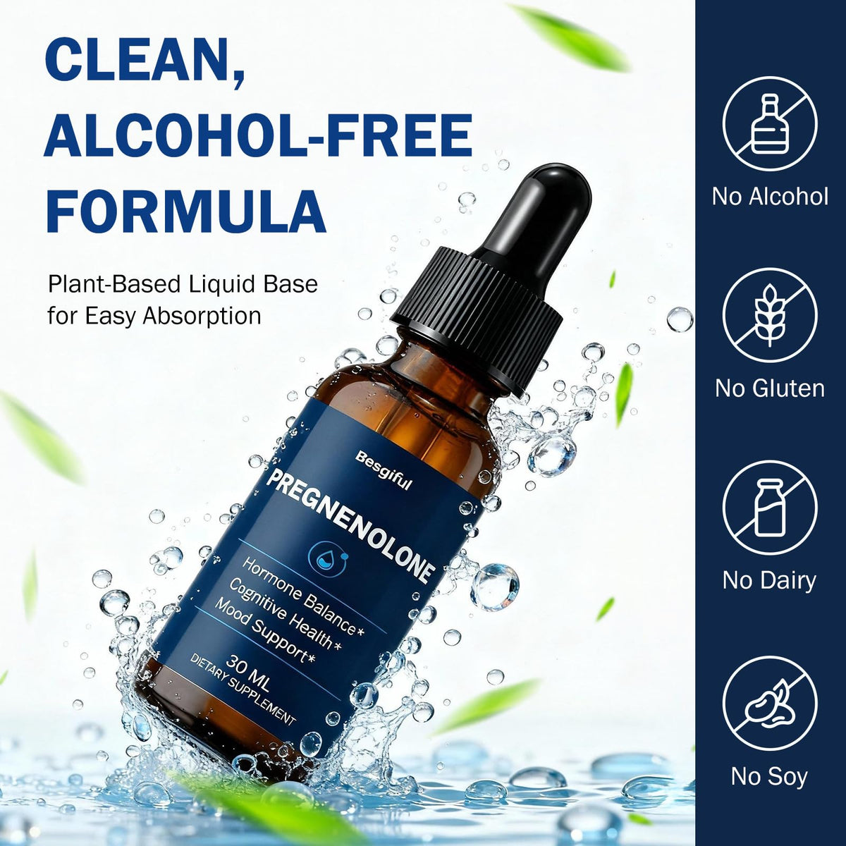 Flacon de pregnenolone Besgiful avec étiquette visible