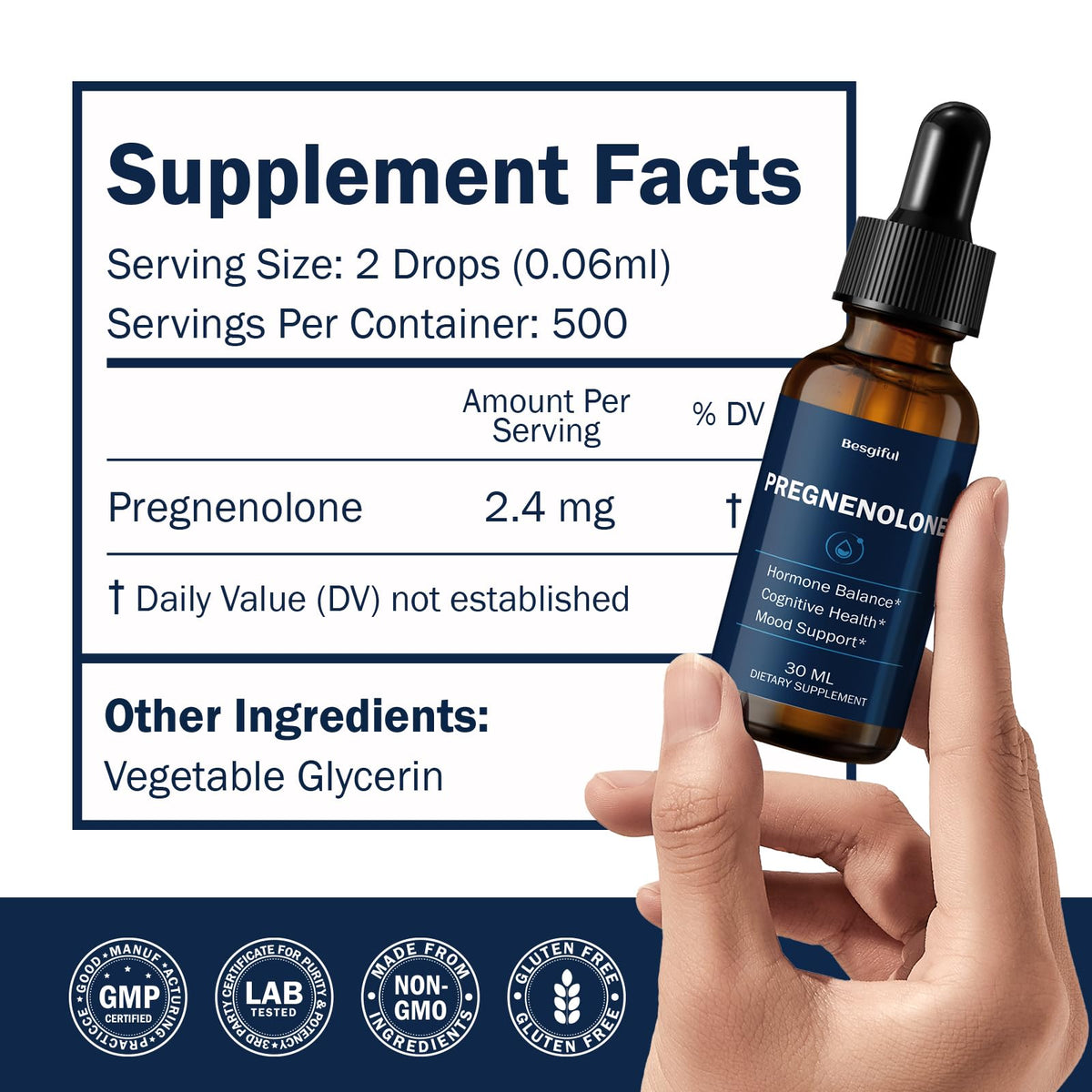 Flacon de pregnenolone Besgiful avec goutteur