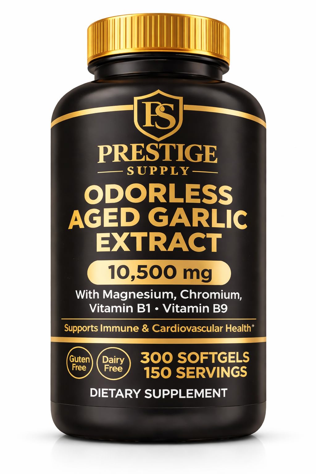 Flacon de Prestige Supply Extrait d'Ail Vieilli 525mg avec 300 capsules