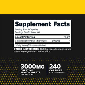 Flacon de Primaforce Créatine Monohydrate Capsules avec étiquette