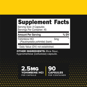 Flacon de Primaforce Yohimbine HCl 90 capsules avec étiquette