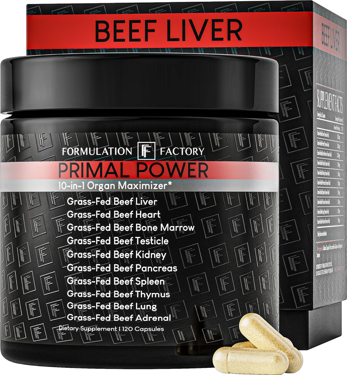 Flacon de Primal Power avec 120 capsules de complexe d'organes de boeuf