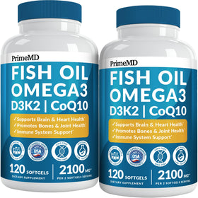 Flacon de PrimeMD Compléments Alimentaires Huile de Poisson Omega 3 2100mg vue de face