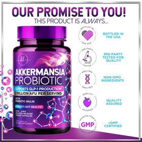 Flacon de probiotique Akkermansia Hello Lovely! sur fond blanc
